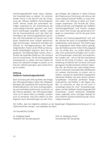 Universitätsblätter 2009 - Gießener Hochschulgesellschaft
