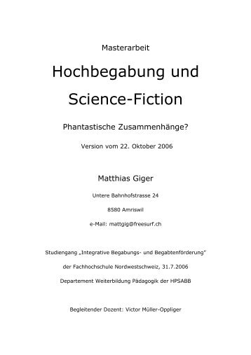 Masterarbeit "Hochbegabung und Science-Fiction" - Gigers.com