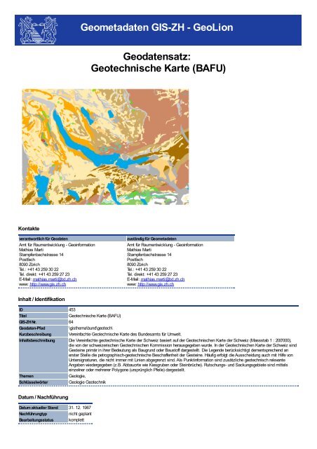 Geotechnische Karte (BAFU) - GIS-ZH - Kanton Zürich