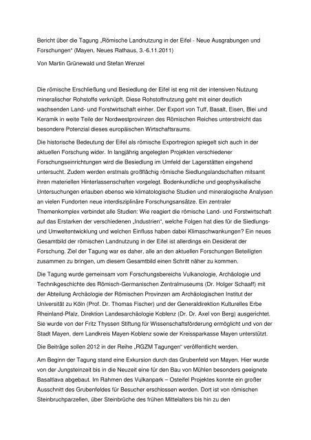 ausführlicher Tagungsbericht als pdf-Download - Römisch ...