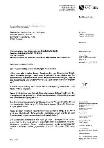 Steinbruch Schwarzkollm Natursteinwerke Weiland GmbH Drs.-Nr.