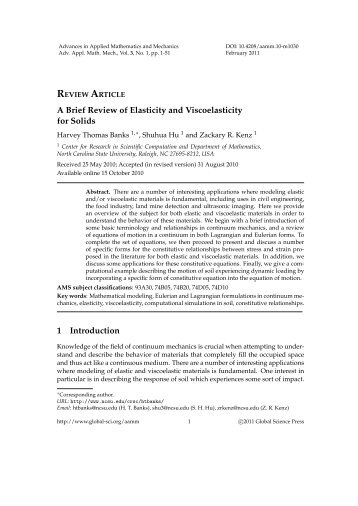 A Brief Review of Elasticity and Viscoelasticity for Solids 1 Introduction
