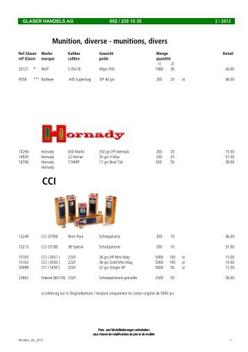 Munition, diverse - munitions, divers - Glaser Handels AG