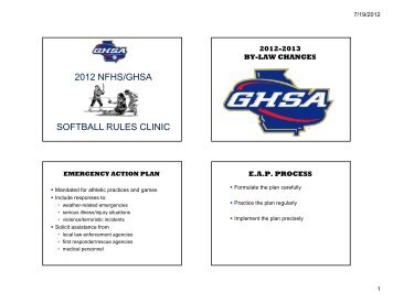 2012 nfhs/ghsa softball rules clinic - Georgia High School Association