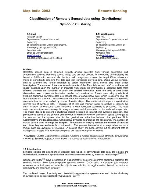 Map India 2003 Remote Sensing Classification of Remotely Sensed ...