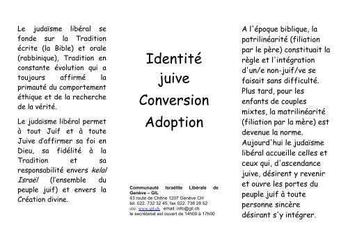 Identité juive Conversion Adoption - Communauté Israélite Libérale ...