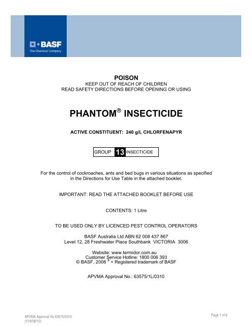 PHANTOM INSECTICIDE - Globe Australia