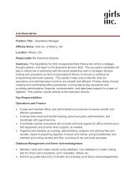 Job Description Position Title: Operations Manager ... - Girls Inc.