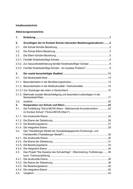 Kooperation von Schule und Eltern im sozial benachteiligten Stadtteil