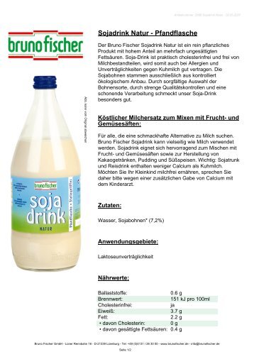 Sojadrink Natur - Pfandflasche - Glutenfrei-Supermarkt.de