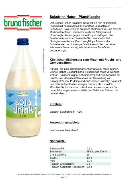 Sojadrink Natur - Pfandflasche - Glutenfrei-Supermarkt.de