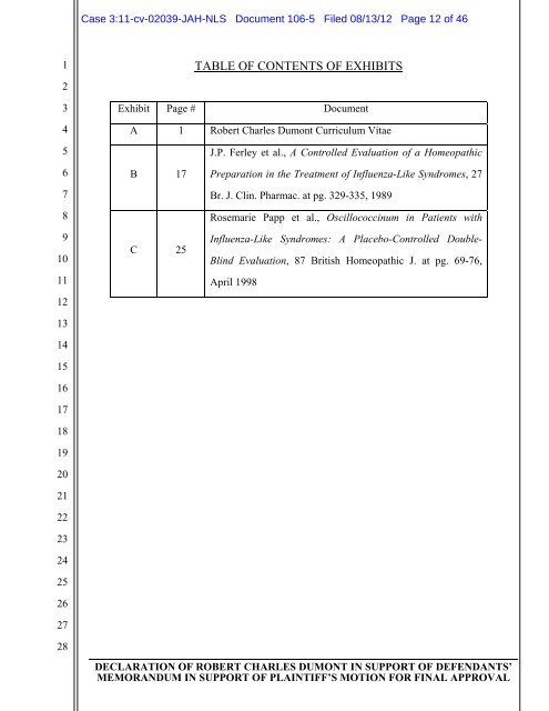 Declaration of R.Dumont ISO Response in Support of Motion for ...