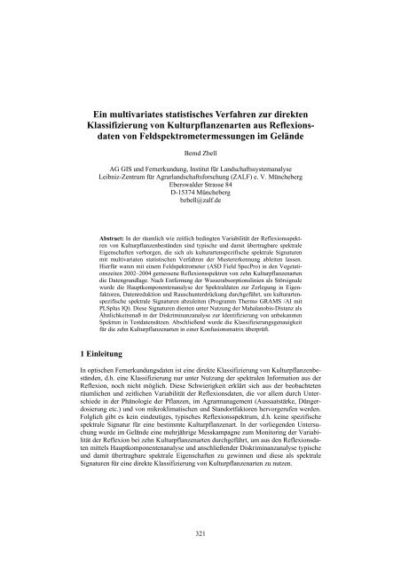 Ein multivariates statistisches Verfahren zur direkten ... - Die GIL