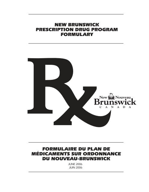 New Brunswick Prescription Drug Program Formulary Gouvernement
