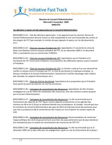 Réunion du Conseil d'Administration - Global Partnership for ...