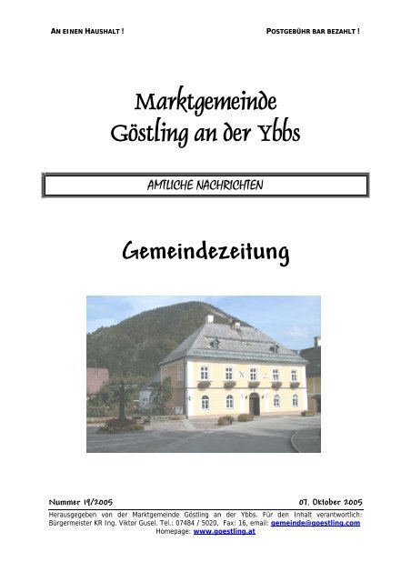 AN EINEN HAUSHALT - Göstling an der Ybbs