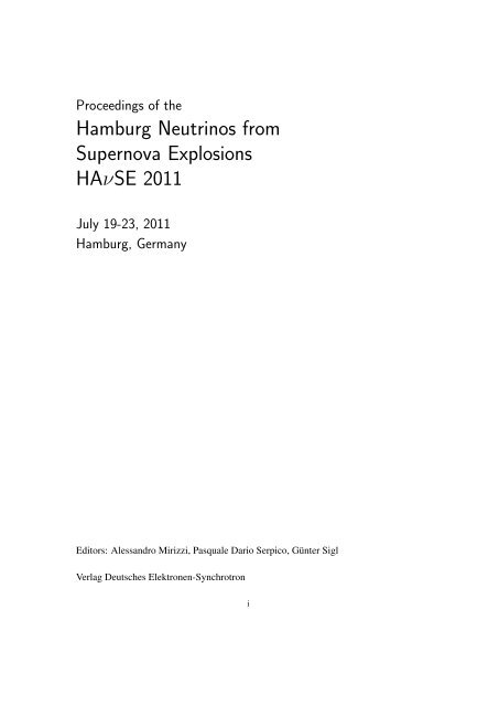 Hamburg Neutrinos from Supernova Explosions ... - DESY Library