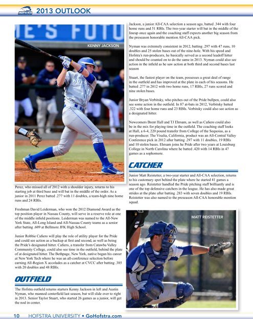 2013 baseball Media Guide - GoHofstra.com