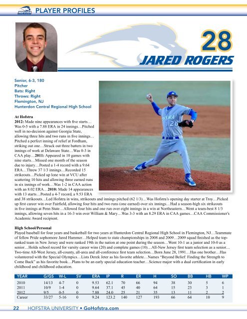 2013 baseball Media Guide - GoHofstra.com