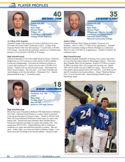 2013 baseball Media Guide - GoHofstra.com