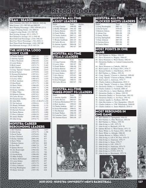 2011-12 Hofstra Men's Basketball Media Guide - GoHofstra.com