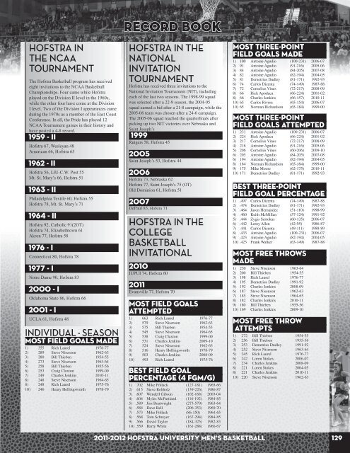 2011-12 Hofstra Men's Basketball Media Guide - GoHofstra.com