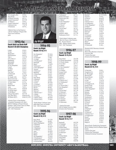 2011-12 Hofstra Men's Basketball Media Guide - GoHofstra.com