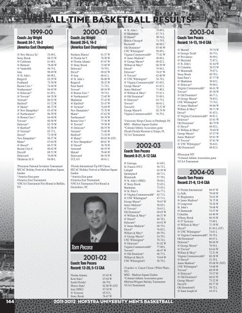 2011-12 Hofstra Men's Basketball Media Guide - GoHofstra.com