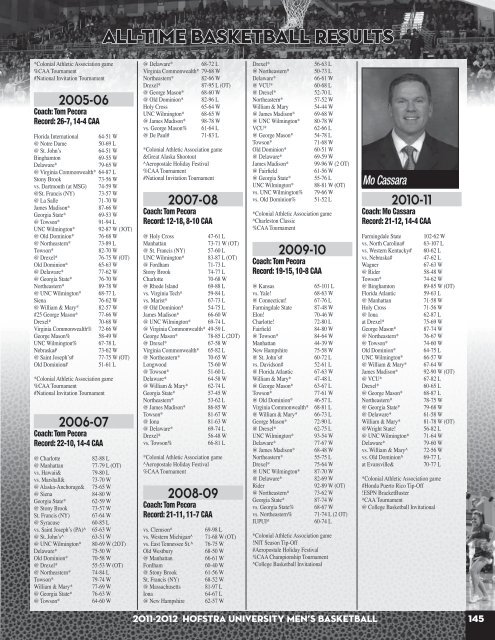 2011-12 Hofstra Men's Basketball Media Guide - GoHofstra.com