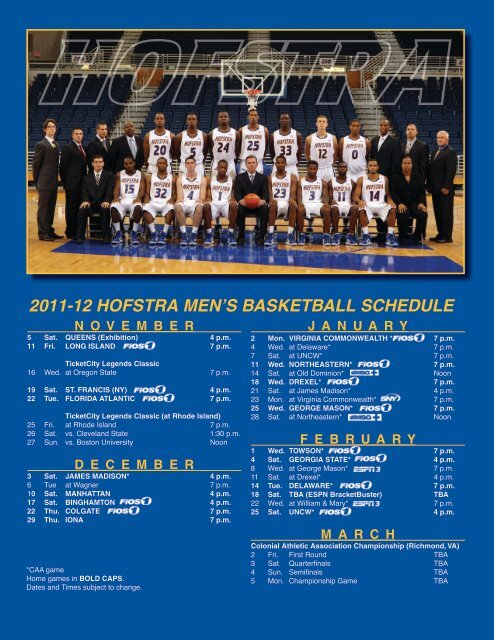 2011-12 Hofstra Men's Basketball Media Guide - GoHofstra.com