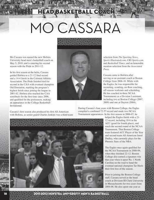 2011-12 Hofstra Men's Basketball Media Guide - GoHofstra.com