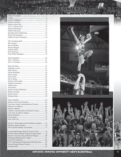 2011-12 Hofstra Men's Basketball Media Guide - GoHofstra.com