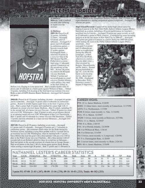 2011-12 Hofstra Men's Basketball Media Guide - GoHofstra.com