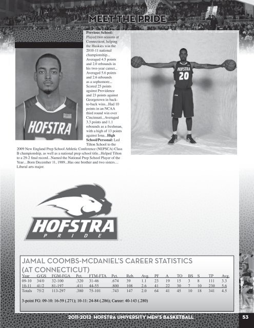 2011-12 Hofstra Men's Basketball Media Guide - GoHofstra.com