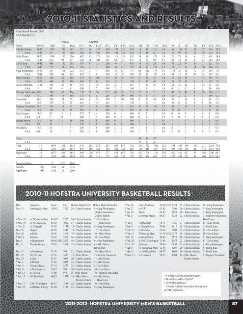 2011-12 Hofstra Men's Basketball Media Guide - GoHofstra.com