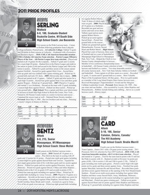 2011 Hofstra Men's Lacrosse Media Guide (PDF) - GoHofstra.com