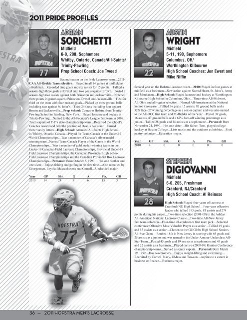 2011 Hofstra Men's Lacrosse Media Guide (PDF) - GoHofstra.com