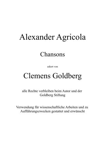 Alexander Agricola - Goldberg Stiftung