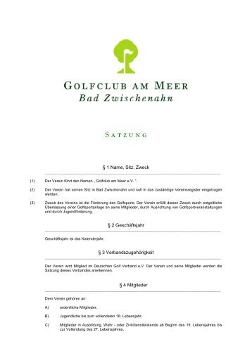 Satzung (PDF) - Golfclub am Meer
