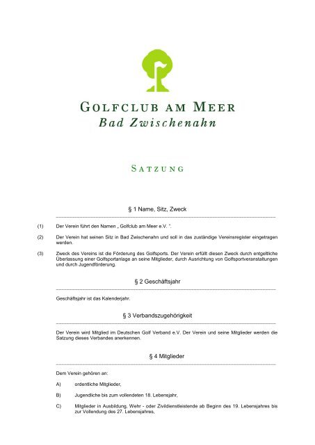 Satzung (PDF) - Golfclub am Meer