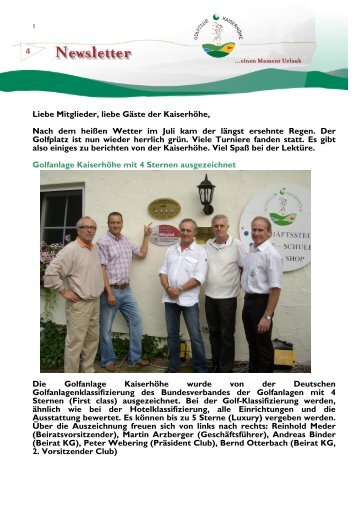 Newsletter 4/10 - Golfclub Kaiserhöhe