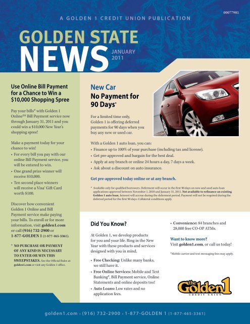 New Car No Payment for 90 Days* - The Golden 1 Credit Union