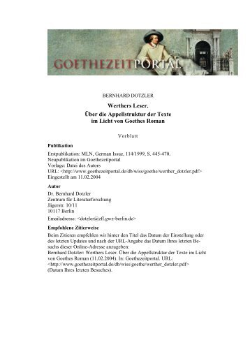 Werthers Leser - Das Goethezeitportal