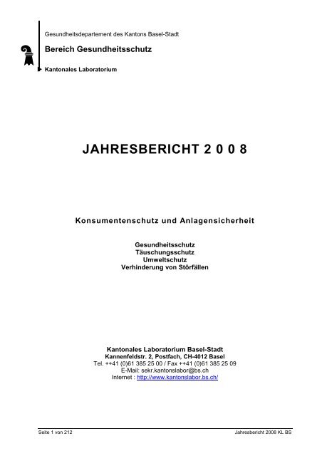 Bericht als PDF herunterladen - Kantonales Laboratorium