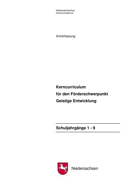 Kerncurriculum für den Förderschwerpunkt Geistige Entwicklung ...
