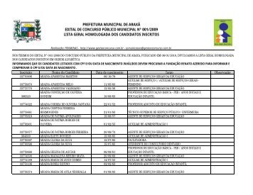 Lista Geral Homologada dos Candidatos ... - Gestao Concurso.