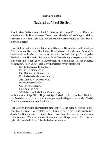 Nachruf auf Paul Steffen - Geschichtsverein für das ehemalige Amt ...