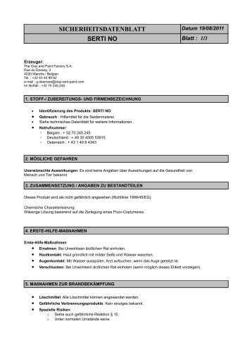 SICHERHEITSDATENBLATT SERTI NO - Gerstaecker