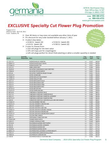EXCLUSIVE Specialty Cut Flower Plug Promotion - Germania Seed ...