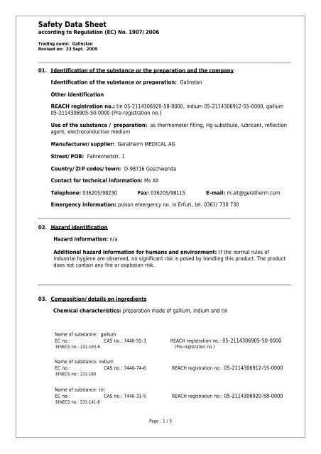 Safety Data Sheet - Geratherm